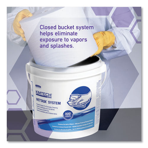 Image of WypAll® WetTask Customizable Wet Wiping System Bucket, White/Blue, 4/Carton