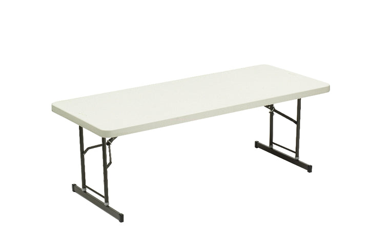 Image of Personal Adjustable Height Folding Table, 72" W x 30" D x 25 to 35" H, 600 lb weight capacity, Platinum Gray