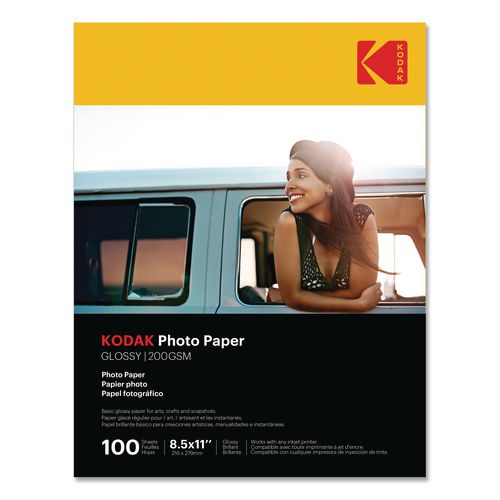Image of Kodak Photo Paper, 8 Mil, 8.5 X 11, Glossy White, 100/pack