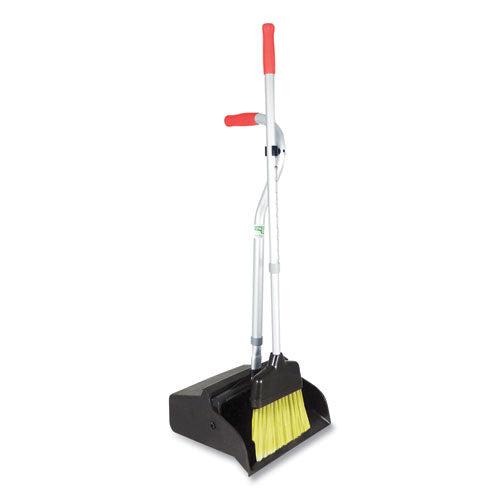 Image of Unger® Telescopic Ergo Dust Pan With Broom, 12" Wide, 34" To 44" Pan, 47" To 57" Broom, Metal/vinyl/cotton, Black/silver/red