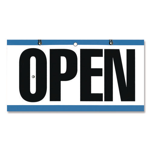 Image of COSCO Open/Closed Outdoor Sign, 11.6 x 6, Blue/White/Black