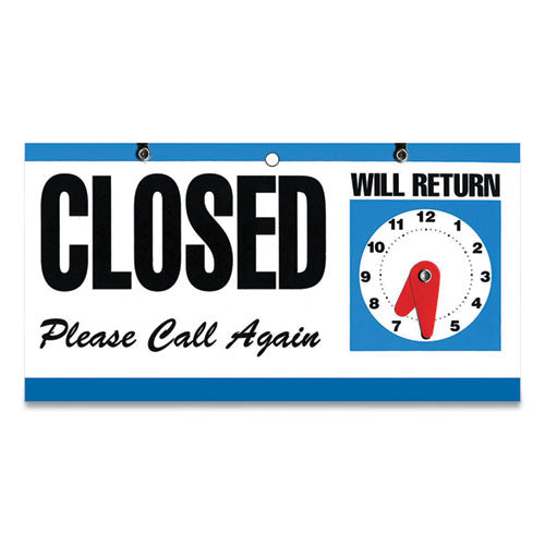 Image of COSCO Open/Closed Outdoor Sign, 11.6 x 6, Blue/White/Black