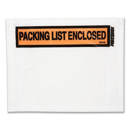 Image of Duck® Packing List Envelopes, Top-Print Front: Packing List/Invoice Enclosed, 4.5 x 5.5, Clear/Orange, 500/Box