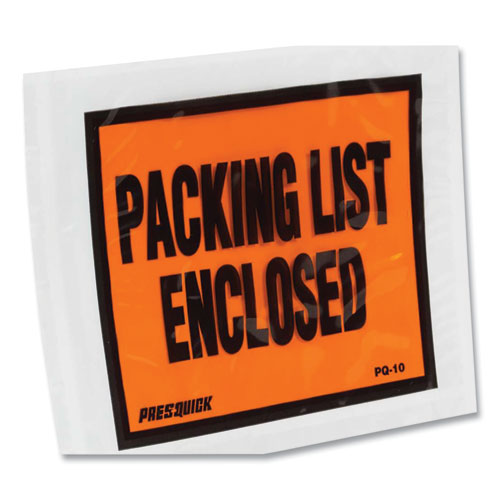 Image of Duck® Packing List Envelopes, Top-Print Front: Packing List/Invoice Enclosed, 4.5 x 5.5, Clear/Orange, 500/Box