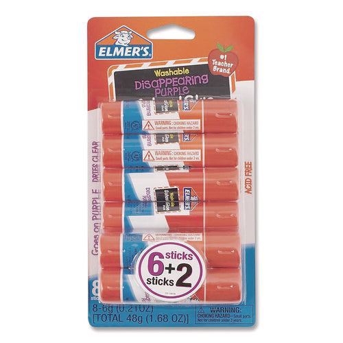 Image of Elmer's® DISAPPEARING PURPLE SCHOOL GLUE STICK, 0.21 OZ, DRIES CLEAR, 8/PACK