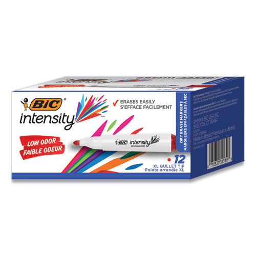 Image of BIC® Intensity Low Odor Chisel Tip Dry Erase Marker, Extra-Broad Bullet Tip, Red, Dozen