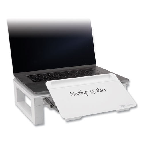 Image of Quartet® Adjustable Height Desktop Glass Monitor Riser With Dry-Erase Board, 14 X 10.25 X 2.5 To 5.25, White, Supports 100 Lb