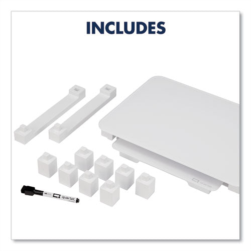 Image of Quartet® Adjustable Height Desktop Glass Monitor Riser With Dry-Erase Board, 14 X 10.25 X 2.5 To 5.25, White, Supports 100 Lb