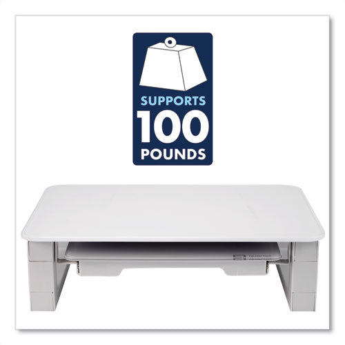 Image of Quartet® Adjustable Height Desktop Glass Monitor Riser With Dry-Erase Board, 14 X 10.25 X 2.5 To 5.25, White, Supports 100 Lb