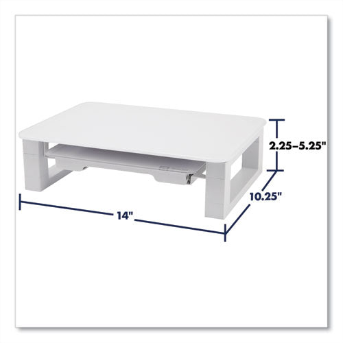 Image of Quartet® Adjustable Height Desktop Glass Monitor Riser With Dry-Erase Board, 14 X 10.25 X 2.5 To 5.25, White, Supports 100 Lb