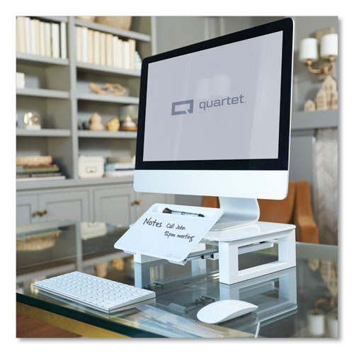 Image of Quartet® Adjustable Height Desktop Glass Monitor Riser With Dry-Erase Board, 14 X 10.25 X 2.5 To 5.25, White, Supports 100 Lb