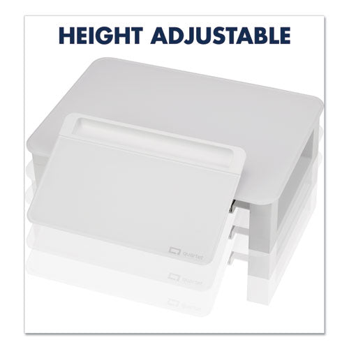 Image of Quartet® Adjustable Height Desktop Glass Monitor Riser With Dry-Erase Board, 14 X 10.25 X 2.5 To 5.25, White, Supports 100 Lb