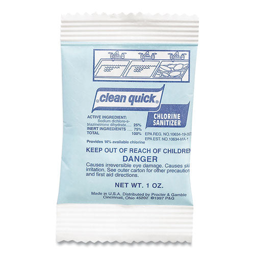 Image of Clean Quick® Powdered Chlorine-Based Sanitizer, 1oz Packet, 100/carton