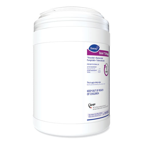 Image of Diversey Oxivir TB Disinfectant Wipes, 6 x 6.9, Characteristic Scent, White, 160/Canister, 4 Canisters/Carton