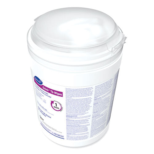 Image of Diversey Oxivir TB Disinfectant Wipes, 6 x 6.9, Characteristic Scent, White, 160/Canister, 4 Canisters/Carton