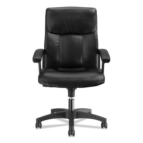 Image of HON® Hvl151 Executive High-Back Leather Chair, Supports Up To 250 Lb, 17.75" To 21.5" Seat Height, Black