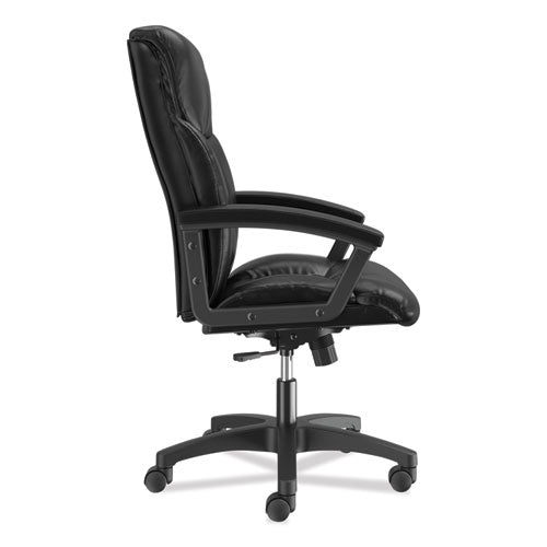 Image of HON® Hvl151 Executive High-Back Leather Chair, Supports Up To 250 Lb, 17.75" To 21.5" Seat Height, Black