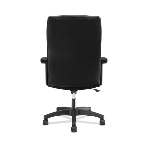 Image of HON® Hvl151 Executive High-Back Leather Chair, Supports Up To 250 Lb, 17.75" To 21.5" Seat Height, Black