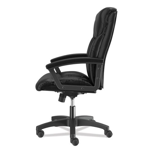 Image of HON® Hvl151 Executive High-Back Leather Chair, Supports Up To 250 Lb, 17.75" To 21.5" Seat Height, Black