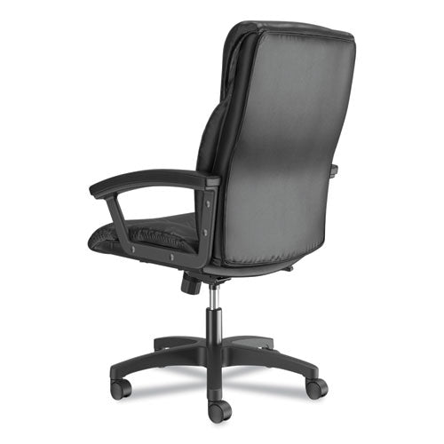 Image of HON® Hvl151 Executive High-Back Leather Chair, Supports Up To 250 Lb, 17.75" To 21.5" Seat Height, Black