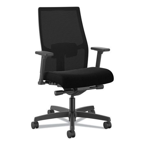 Image of HON® Ignition 2.0 4-Way Stretch Mid-Back Mesh Task Chair, Adjustable Lumbar Support, Black Seat/Back, Black Base