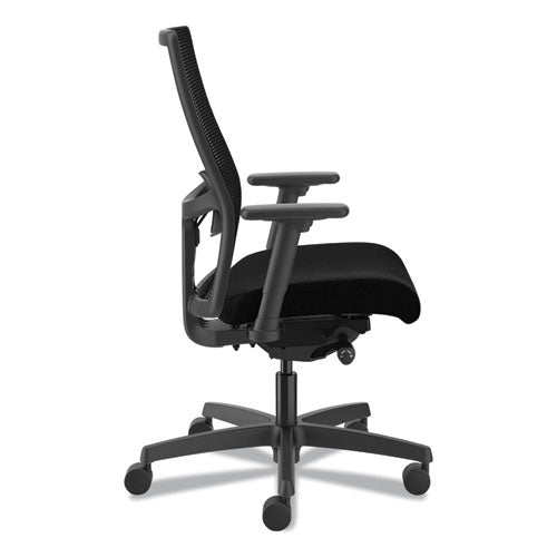 Image of HON® Ignition 2.0 4-Way Stretch Mid-Back Mesh Task Chair, Adjustable Lumbar Support, Black Seat/Back, Black Base
