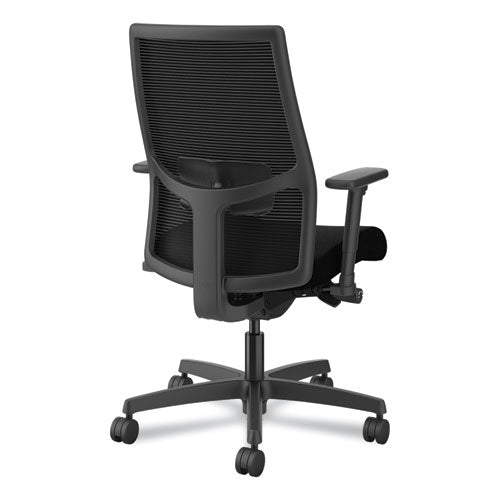 Image of HON® Ignition 2.0 4-Way Stretch Mid-Back Mesh Task Chair, Adjustable Lumbar Support, Black Seat/Back, Black Base
