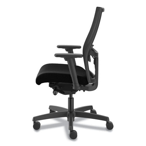Image of HON® Ignition 2.0 4-Way Stretch Mid-Back Mesh Task Chair, Adjustable Lumbar Support, Black Seat/Back, Black Base