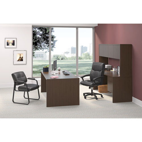 Image of HON® Hvl151 Executive High-Back Leather Chair, Supports Up To 250 Lb, 17.75" To 21.5" Seat Height, Black