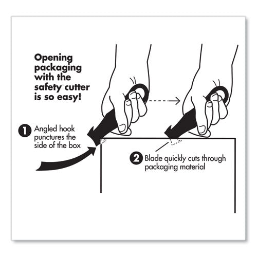 Image of Garvey® Safety Cutter Box Cutter Knife with Double Shielded Blade, 4" Plastic Handle, Black, 5/Pack
