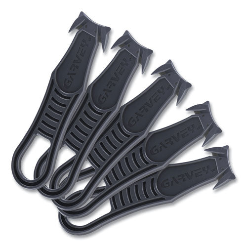 Image of Garvey® Safety Cutter Box Cutter Knife with Double Shielded Blade, 4" Plastic Handle, Black, 5/Pack