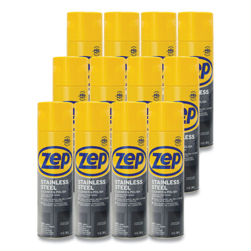 Image of Zep Commercial® Stainless Steel Polish, 14 Oz Aerosol Spray, 12/carton