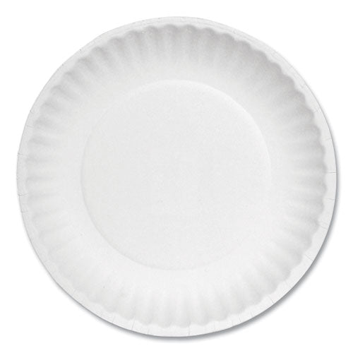 Image of AJM Packaging Corporation White Paper Plates, 6" Dia, 100/pack, 10 Packs/carton