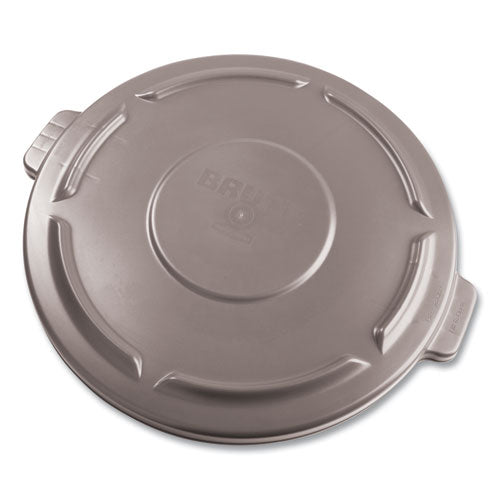 Image of Rubbermaid® Commercial BRUTE Self-Draining Flat Top Lid, for 32 gal Round BRUTE Containers, 22.25" Diameter, Gray