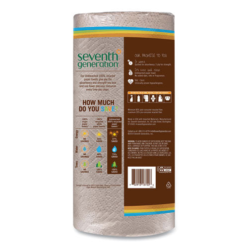Image of Seventh Generation® Natural Unbleached 100% Recycled Paper Kitchen Towel Rolls, 2-Ply, Individually Wrapped, 11 x 9, 120/Roll, 30 Rolls/Carton