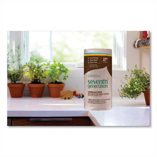Image of Seventh Generation® Natural Unbleached 100% Recycled Paper Kitchen Towel Rolls, 2-Ply, Individually Wrapped, 11 x 9, 120/Roll, 30 Rolls/Carton