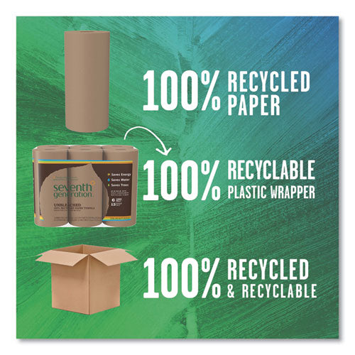 Image of Seventh Generation® Natural Unbleached 100% Recycled Paper Kitchen Towel Rolls, 2-Ply, Individually Wrapped, 11 x 9, 120/Roll, 30 Rolls/Carton