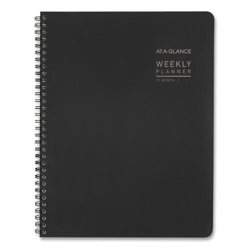 Image of AT-A-GLANCE® Contemporary Lite Weekly/Monthly Planner, 11 x 8.25, Black Simulated Leather Cover, 12-Month (Jan to Dec): 2025