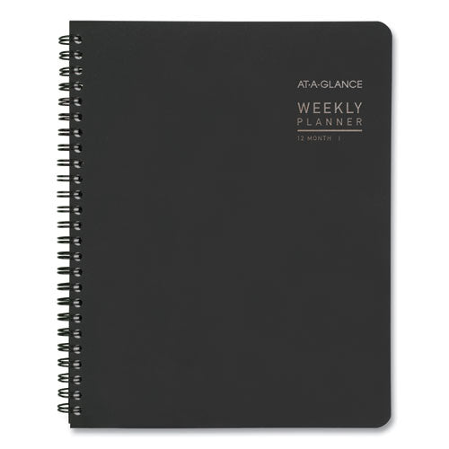 Image of AT-A-GLANCE® Contemporary Lite Weekly/Monthly Planner, 8.75 x 7, Black Simulated Leather Cover, 12-Month (Jan to Dec): 2025