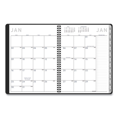 Image of AT-A-GLANCE® Contemporary Lite Weekly/Monthly Planner, 11 x 8.25, Black Simulated Leather Cover, 12-Month (Jan to Dec): 2025