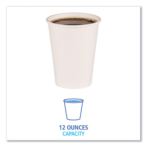 Image of Boardwalk® Paper Hot Cups, 12 oz, White, 50/Sleeve, 20 Sleeves/Carton