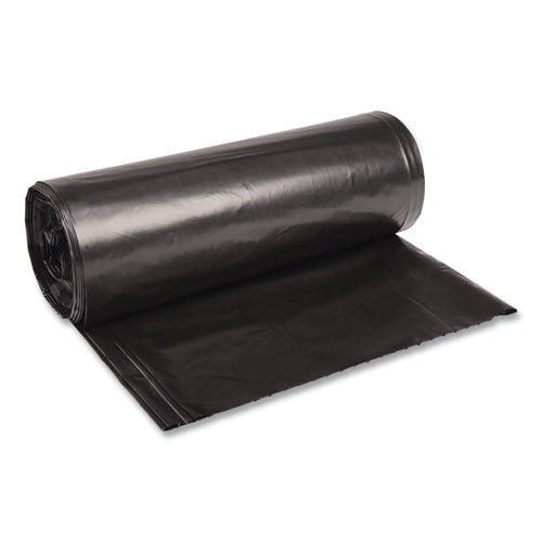 Image of Boardwalk® Recycled Low-Density Polyethylene Can Liners, 60 gal, 1.6 mil, 38" x 58", Black, Perforated, 10 Bags/Roll, 10 Rolls/Carton