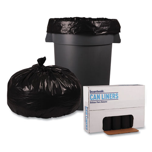 Image of Boardwalk® Recycled Low-Density Polyethylene Can Liners, 60 gal, 1.8 mil, 38" x 58", Black, Perforated, 10 Bags/Roll, 10 Rolls/Carton