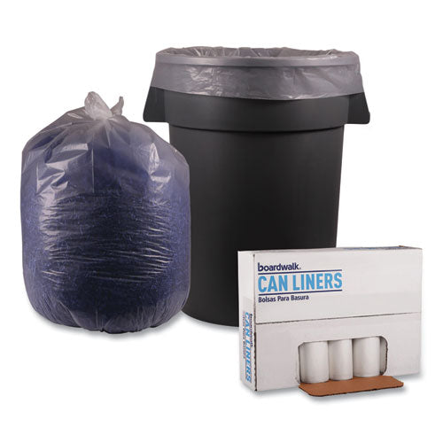 Image of Boardwalk® Recycled Low-Density Polyethylene Can Liners, 60 gal, 1.1 mil, 38" x 58", Clear, Perforated, 10 Bags/Roll, 10 Rolls/Carton