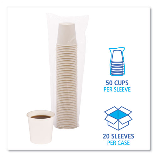 Image of Boardwalk® Paper Hot Cups, 4 oz, White, 50/Sleeve, 20 Sleeves/Carton