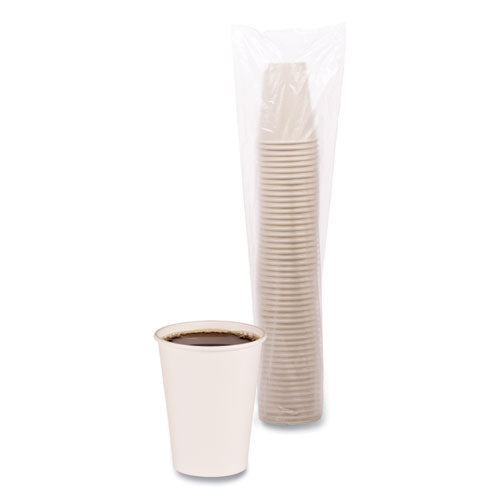 Image of Boardwalk® Paper Hot Cups, 12 oz, White, 50/Sleeve, 20 Sleeves/Carton