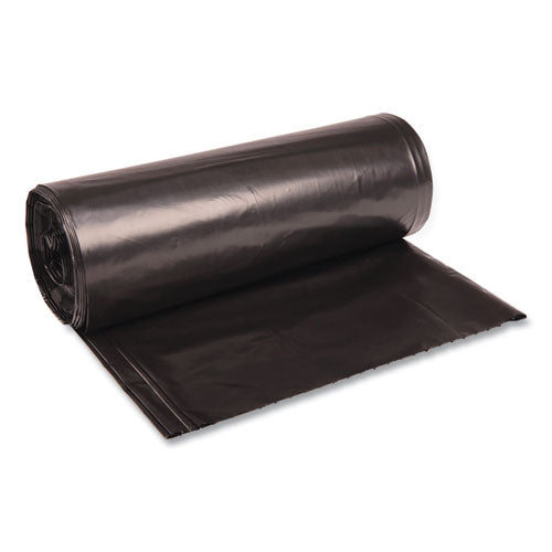 Image of Boardwalk® Recycled Low-Density Polyethylene Can Liners, 60 gal, 1.8 mil, 38" x 58", Black, Perforated, 10 Bags/Roll, 10 Rolls/Carton