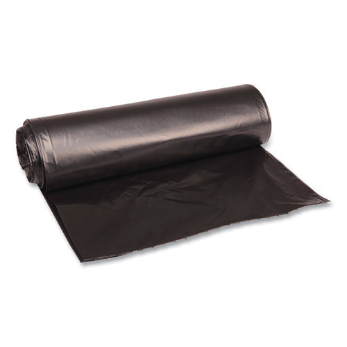 Image of Boardwalk® Recycled Low-Density Polyethylene Can Liners, 33 gal, 1.6 mil, 33" x 39", Black, Perforated, 10 Bags/Roll, 10 Rolls/Carton