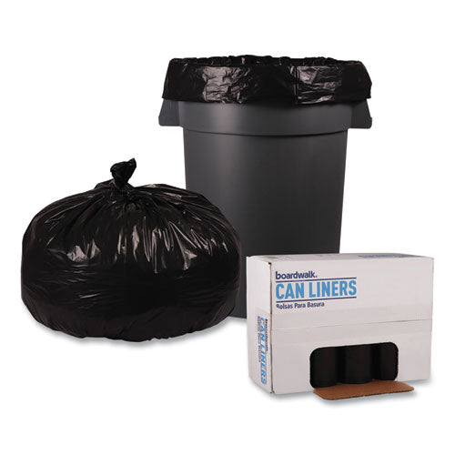 Image of Boardwalk® Recycled Low-Density Polyethylene Can Liners, 56 gal, 1.6 mil, 43" x 47", Black, Perforated, 20 Bags/Roll, 5 Rolls/Carton