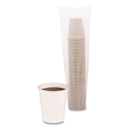 Image of Boardwalk® Paper Hot Cups, 8 oz, White, 50/Sleeve, 20 Sleeves/Carton